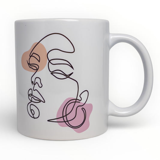 Fierce Abstract Face Line Art Ceramic Mug