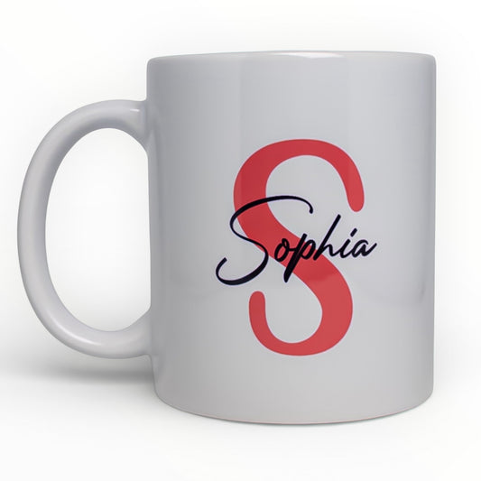 Bold Monogram Initial Personalized Mug - Red