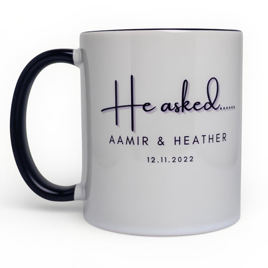 He Asked She Said Yes Engagement Mug Set