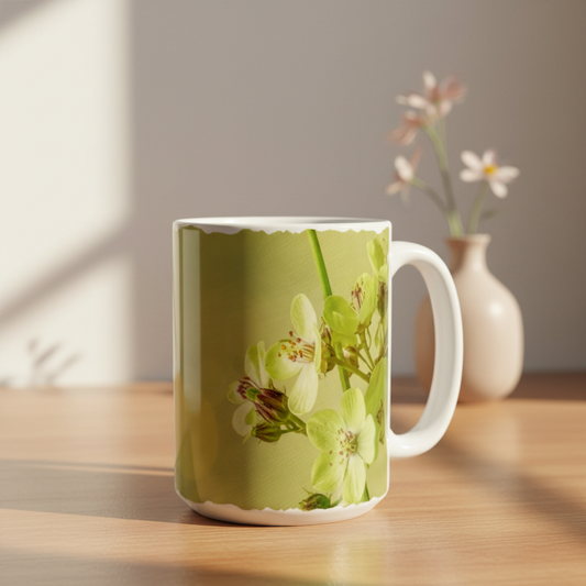Green floral mug - 1:1 square