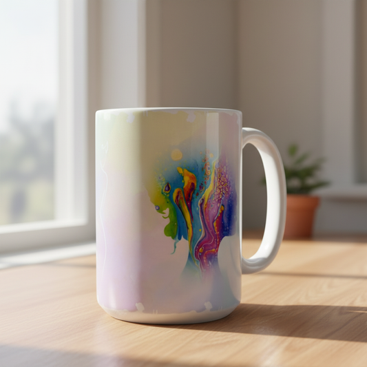 Vibrant abstract watercolor mug - 1:1 square
