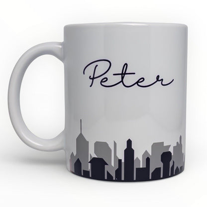 Personalized Cityscape Mug - Custom Name