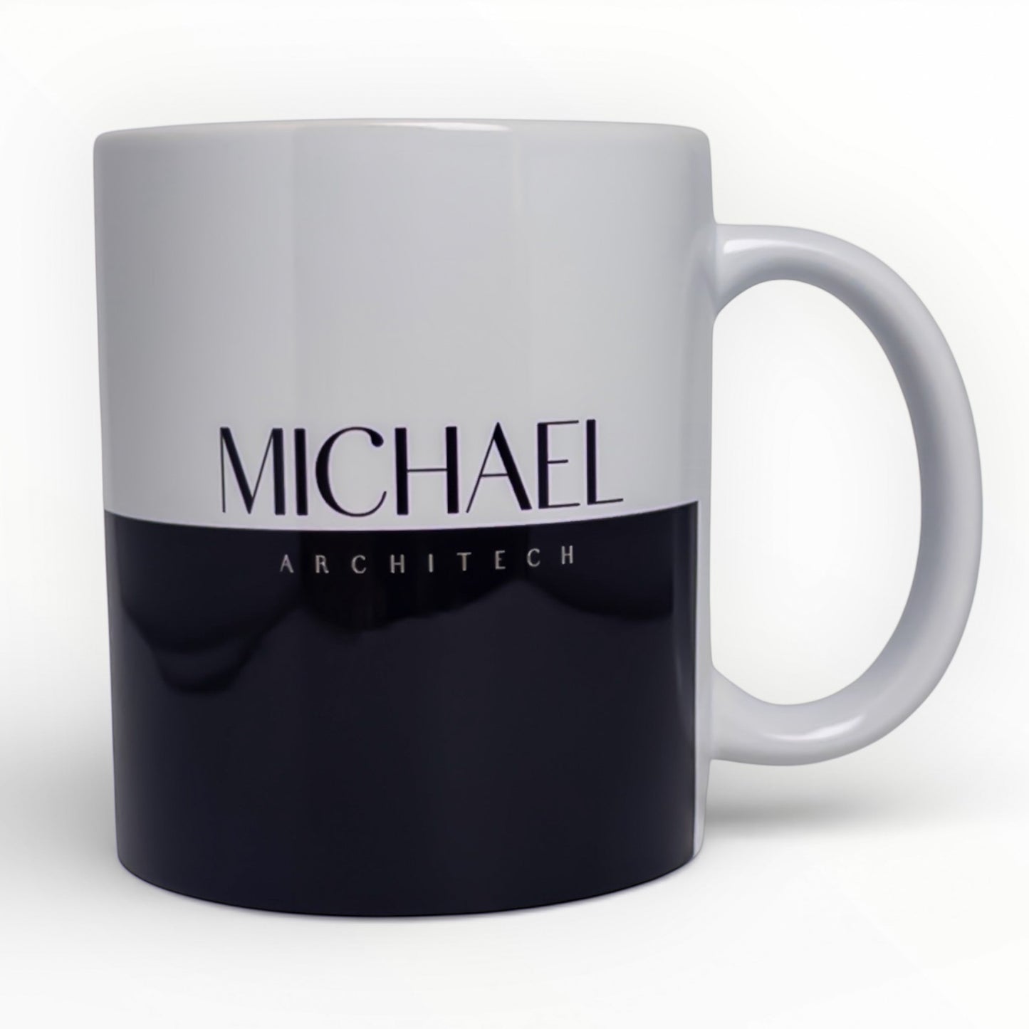 Executive Colorblock Personalized Mug - Black & White