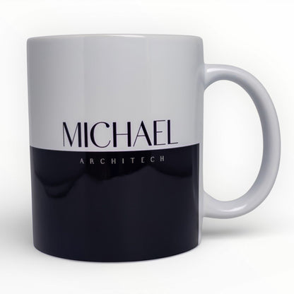 Executive Colorblock Personalized Mug - Black & White