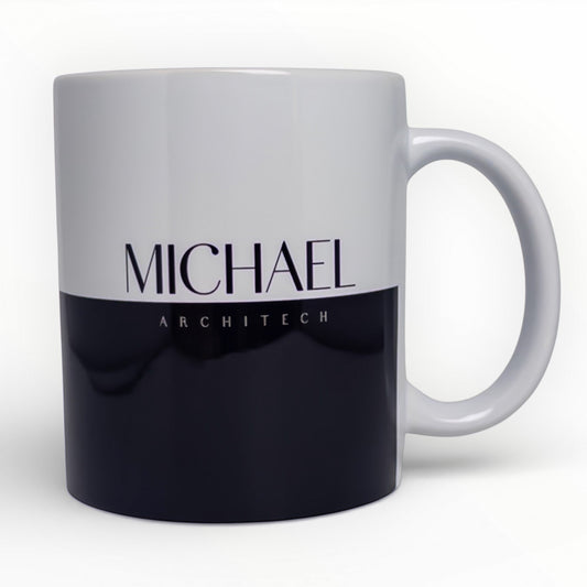 Executive Colorblock Personalized Mug - Black & White