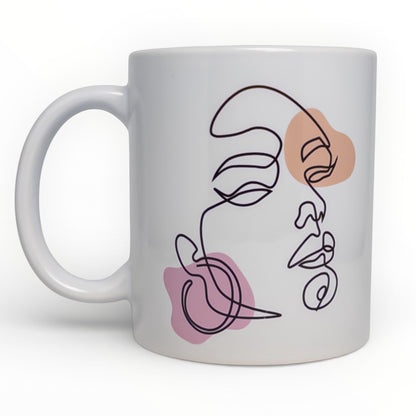 Fierce Abstract Face Line Art Ceramic Mug