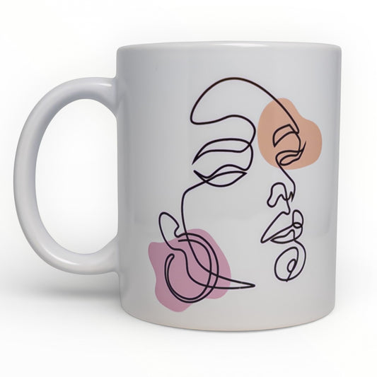 Fierce Abstract Face Line Art Ceramic Mug