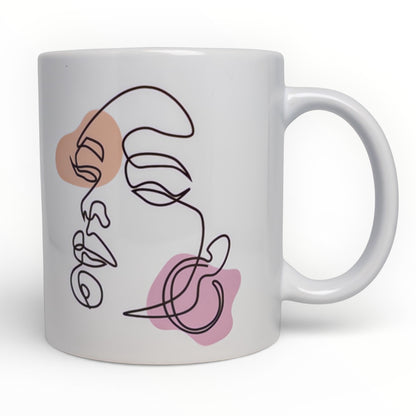 Fierce Abstract Face Line Art Ceramic Mug
