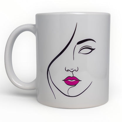 Abstract Face Line Art Ceramic Mug