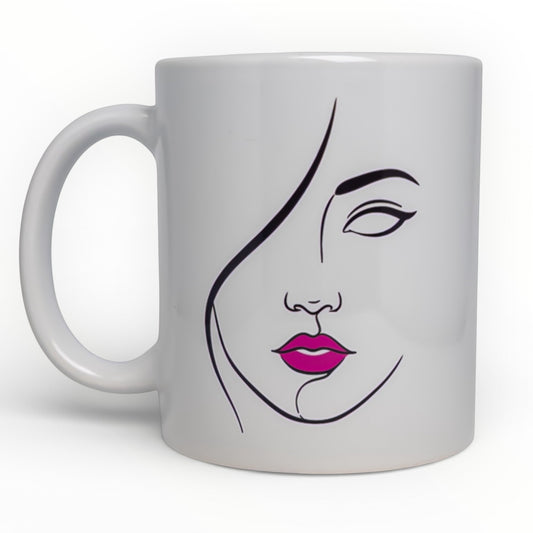 Abstract Face Line Art Ceramic Mug