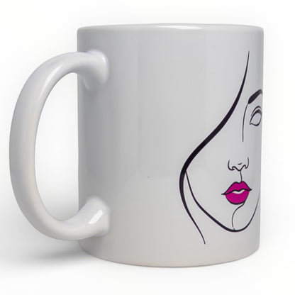 Abstract Face Line Art Ceramic Mug
