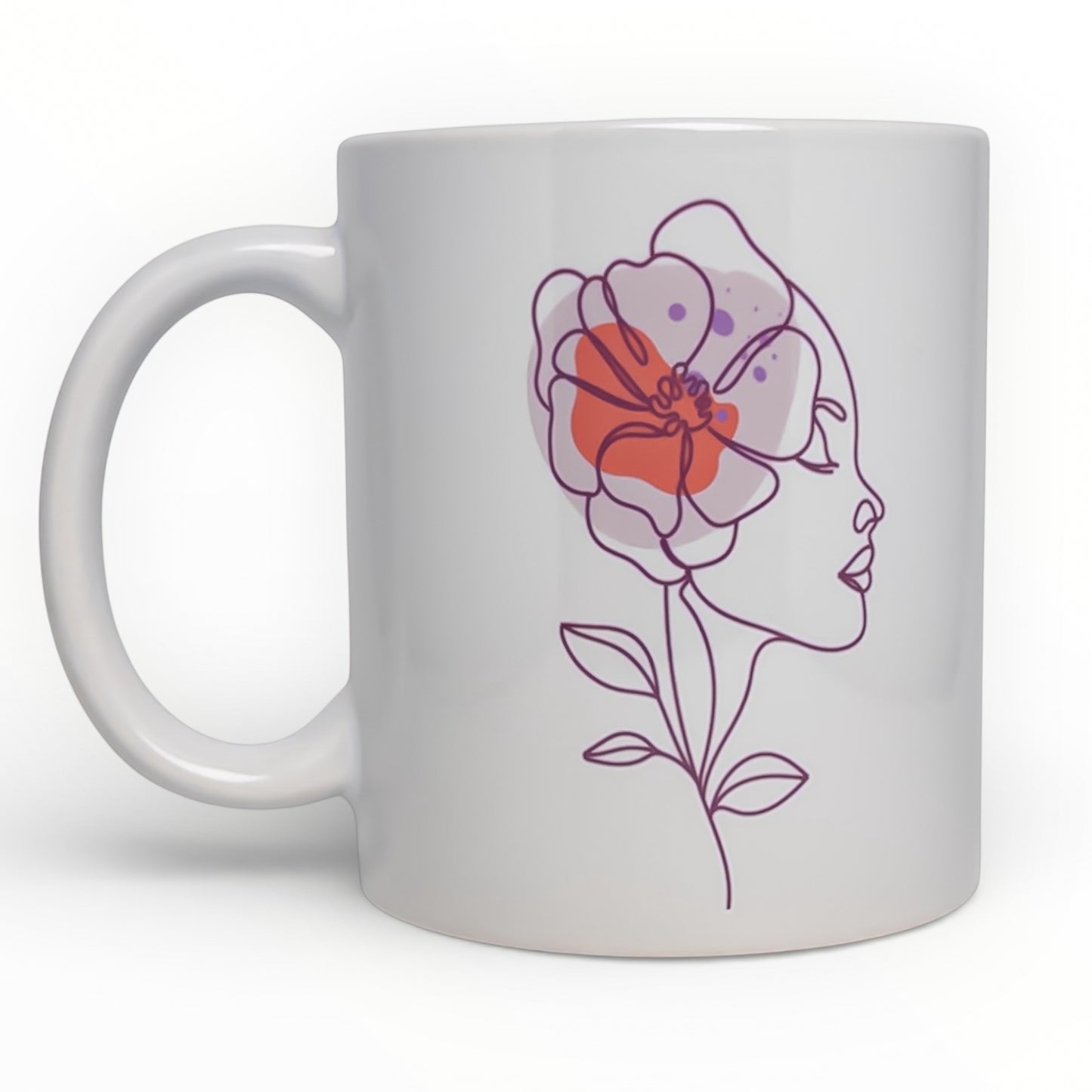 Flower Woman Line Art Ceramic Mug