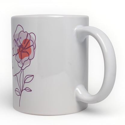 Flower Woman Line Art Ceramic Mug