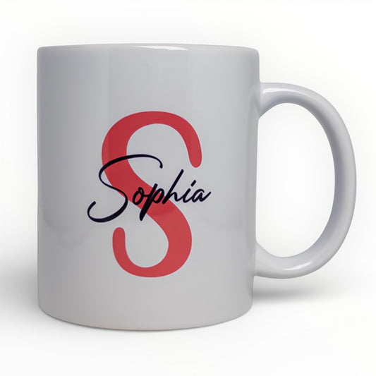 Bold Monogram Initial Personalized Mug - Red