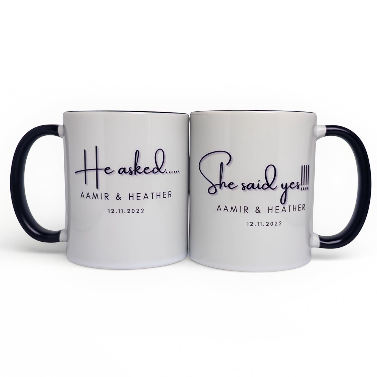 He Asked She Said Yes Engagement Mug Set