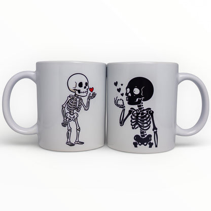 Skeleton Blowing Heart Kiss Love Mug