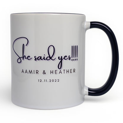 He Asked She Said Yes Engagement Mug Set