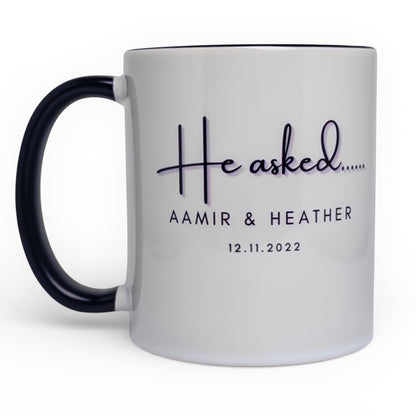 He Asked She Said Yes Engagement Mug Set