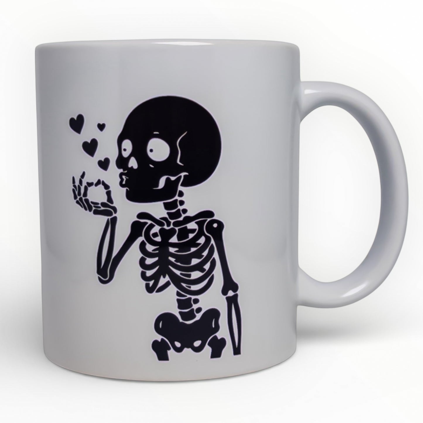 Skeleton Blowing Heart Kiss Love Mug