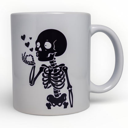 Skeleton Blowing Heart Kiss Love Mug