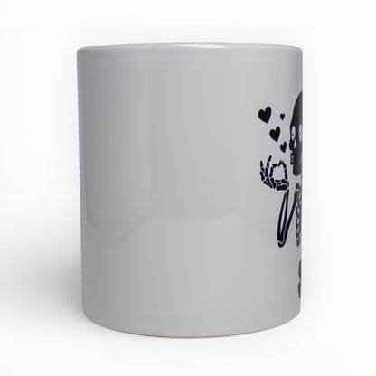 Skeleton Blowing Heart Kiss Love Mug