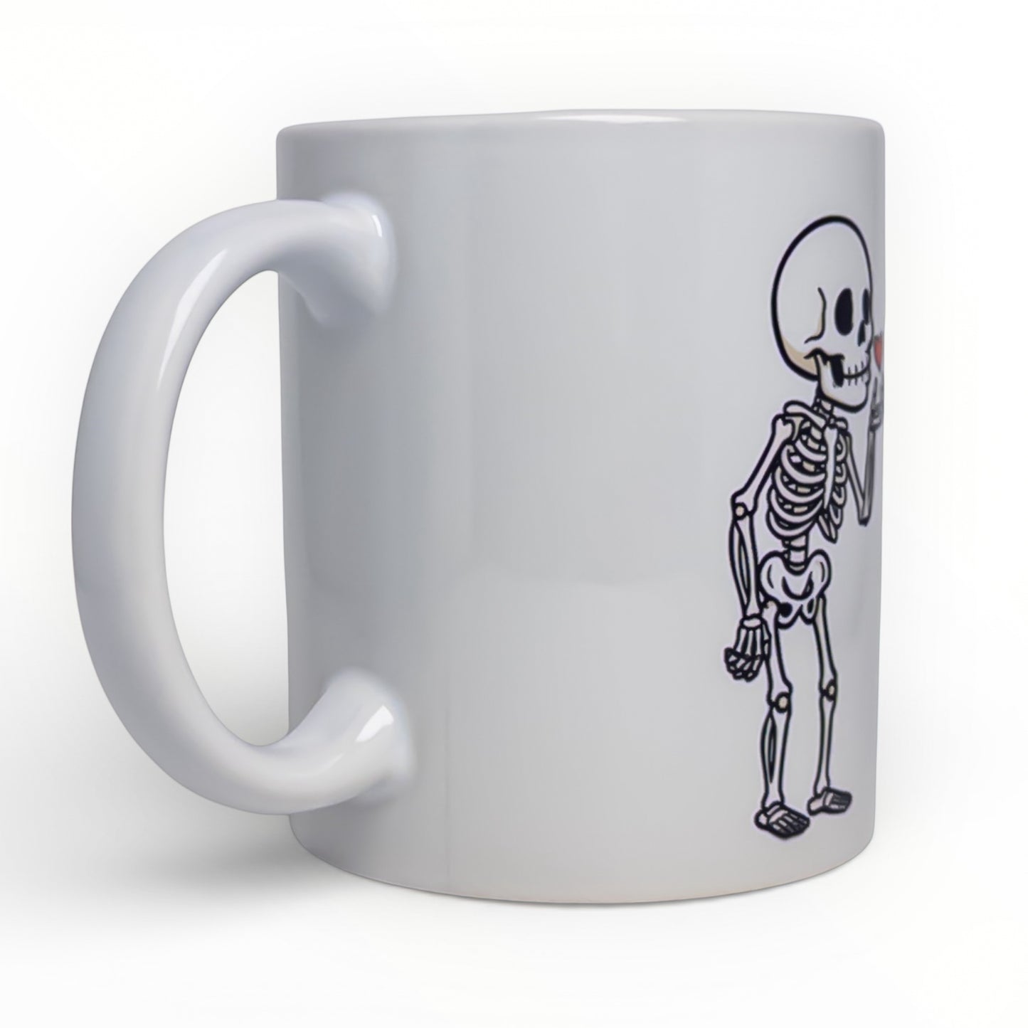 Skeleton Blowing Heart Kiss Love Mug