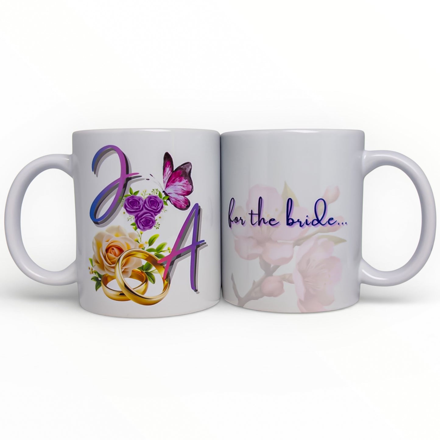 Personalized Wedding Initials Mug Set - Bride & Groom