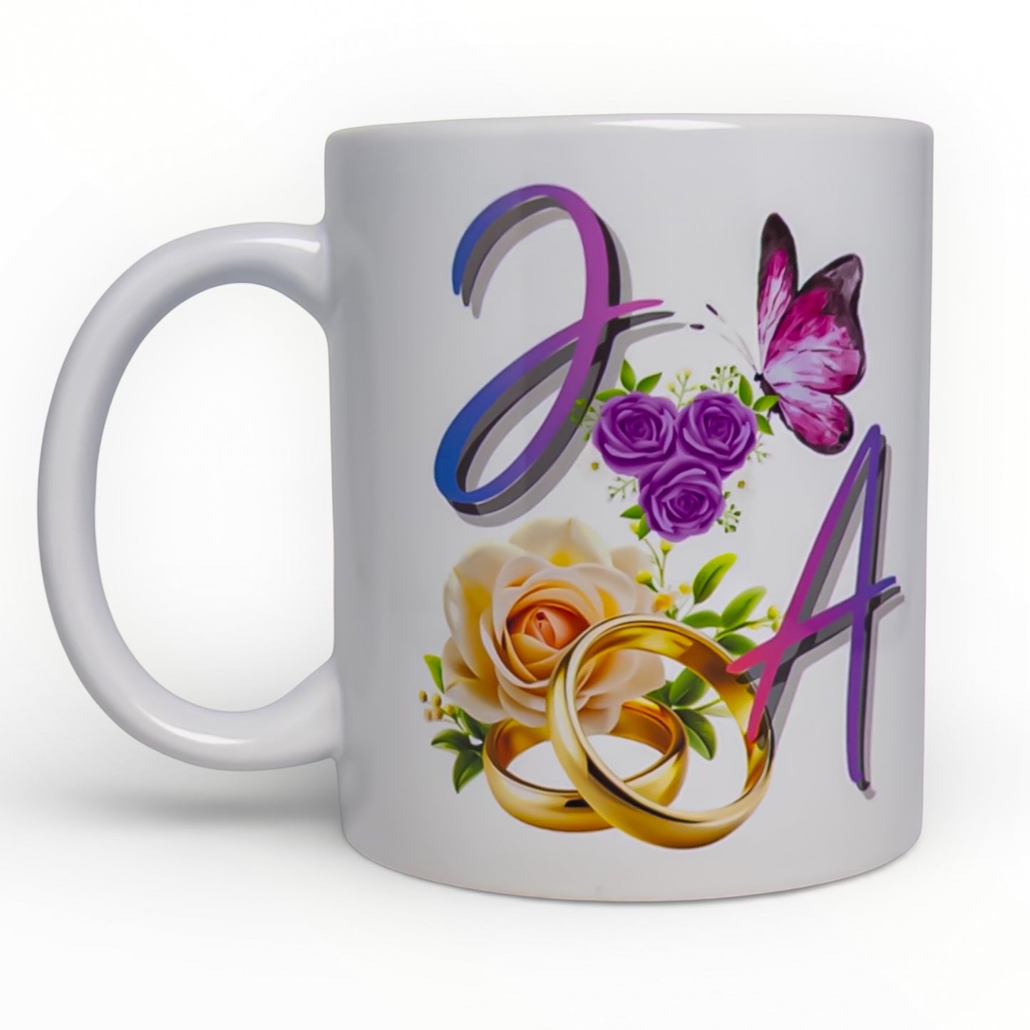 Personalized Wedding Initials Mug Set - Bride & Groom