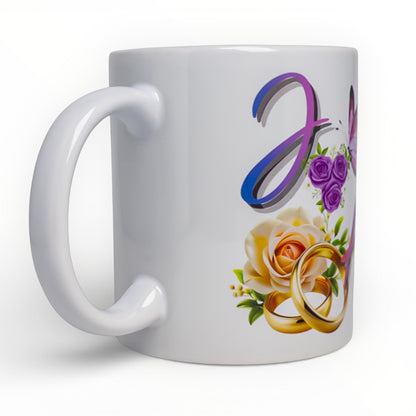 Personalized Wedding Initials Mug Set - Bride & Groom