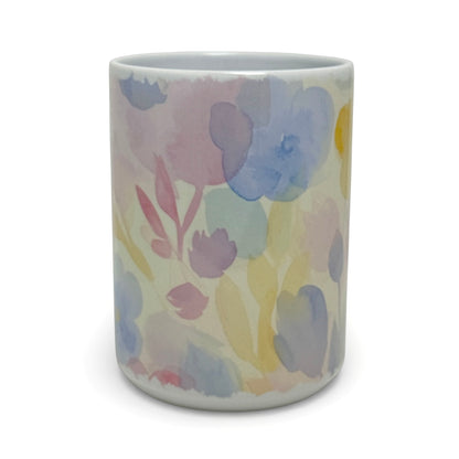 Pastel Watercolor Floral Ceramic Mug