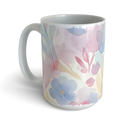Pastel Watercolor Floral Ceramic Mug