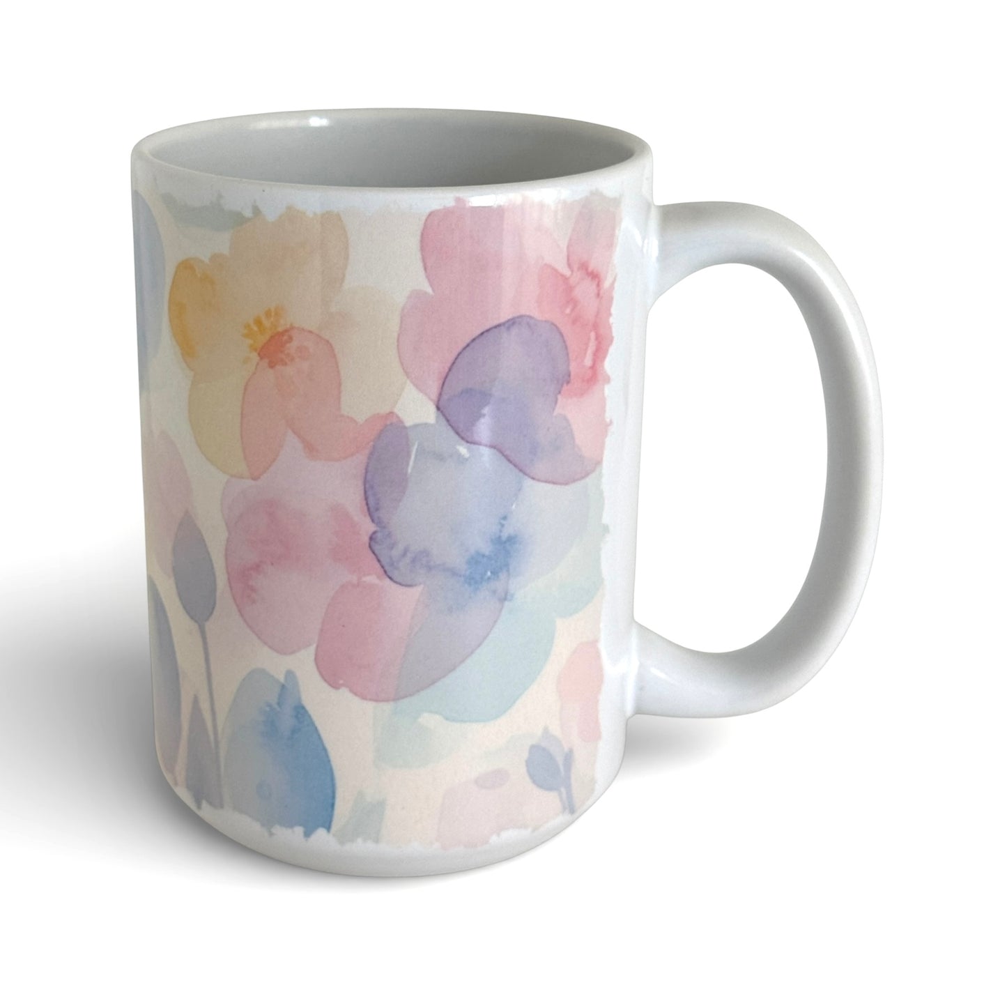 Pastel Watercolor Floral Ceramic Mug