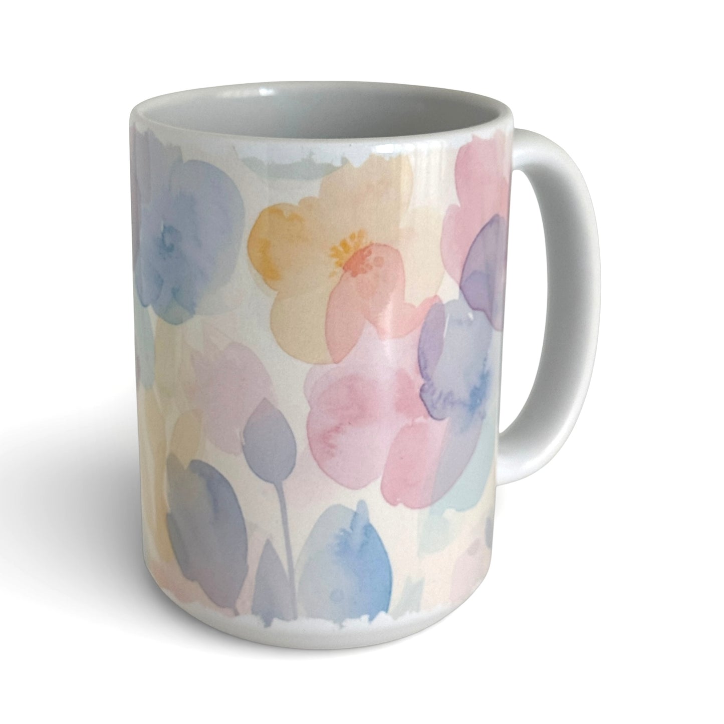 Pastel Watercolor Floral Ceramic Mug