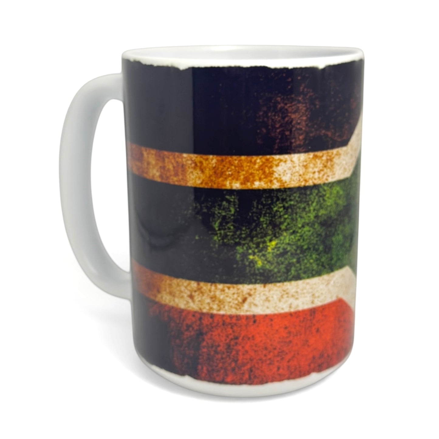 South African Flag Distressed Ceramic Mug