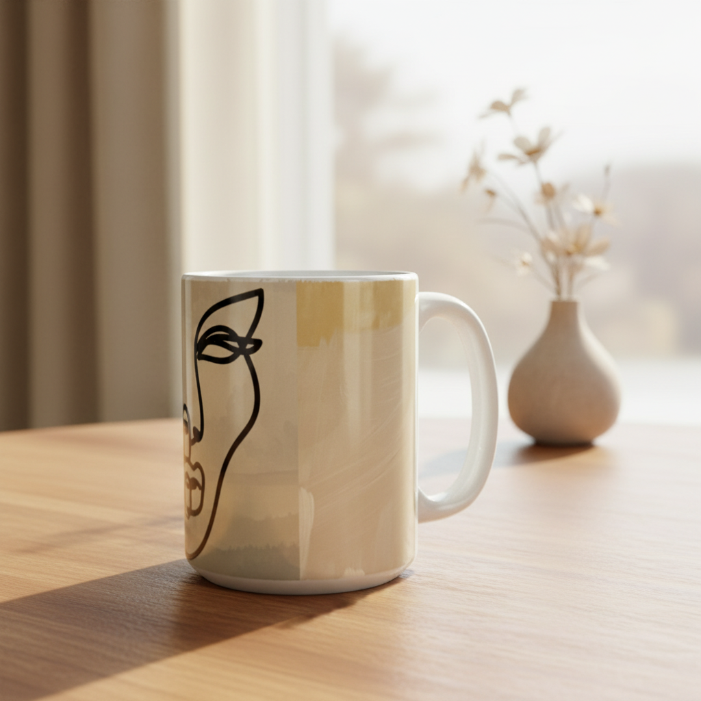 Abstract line art profile mug - 1:1 square (new version)