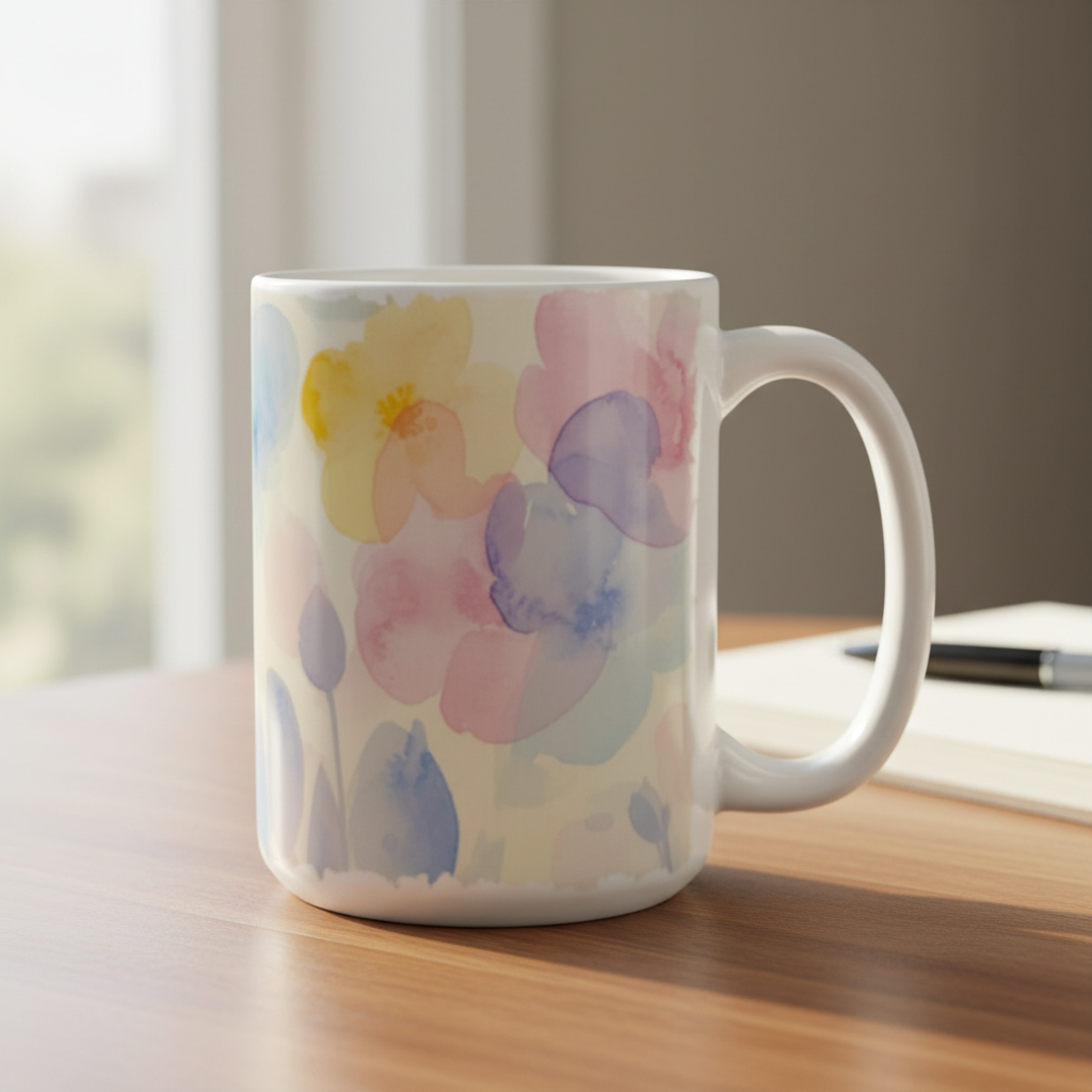 Pastel watercolor mug - 1:1 square